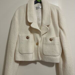 Zara Women's Ivory Textured Blazer